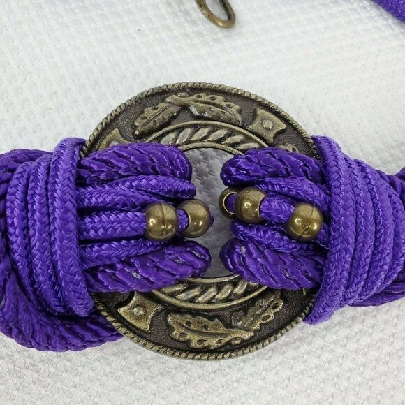 80s Thick Braided Belt Royal Blue Purple Rope main image 4